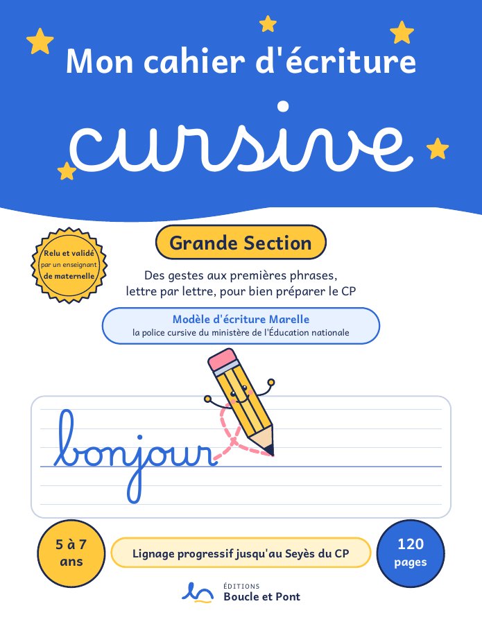 Couverture du livre Mon cahier d'écriture cursive Grande Section, Camille Roussel